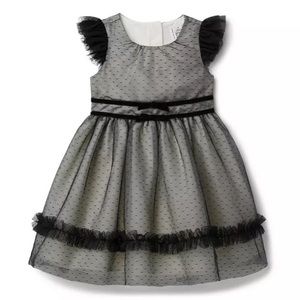 EUC JANIE AND JACK dot tulle black mesh lace dress size 5